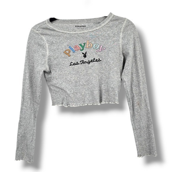 PLAYBOY Tops - Playboy x Pacsun Crop Top Long Sleeve Los Angeles Graphic Tee S